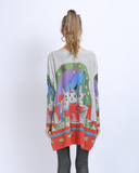 plus size sweater ladies one-word collar rabbit print sweater