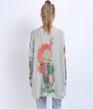 casual cartoon animal print knitted pullover top