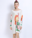 casual cartoon animal print knitted pullover top