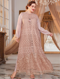 pink Muslim dress plus size dress in Europe and America
