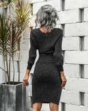 word collar bat sleeve sweater backless two-piece hip sweater skirt
