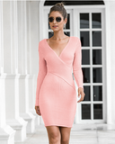 long sexy V-neck hip knitted sweater skirt