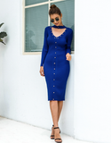 hollow beaded long-sleeved knitted sexy hip-wrapped sweater skirt