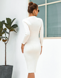 hollow beaded long-sleeved knitted sexy hip-wrapped sweater skirt