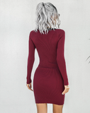 rivet long sleeve knitted jumpsuit hip skirt