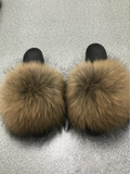 FASHION WOMEN FOX FUR REAL FUR SLIPPERS