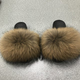 FASHION WOMEN FOX FUR REAL FUR SLIPPERS