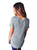 Short Sleeve V Neck with Small Holes T-Shirt Tops