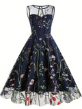 Floral A Line Scoop Party Dress