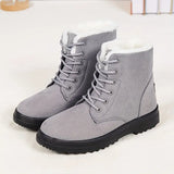 Gray Winter Warm Faux Fur Lined Ankle Boots