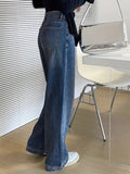 Retro Style Wide Legs Blue Loose Fit Baggy Jeans