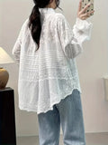 Button-Down Embroidery Front White Blouse