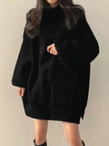 Long Sleeve Split Turtle Neck Oversized Sweater