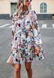 PRINTED LONG-SLEEVED SHORT DRESS