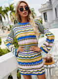 CLASSY ROUND NECK RAINBOW STRIPED PULLOVER SWEATER