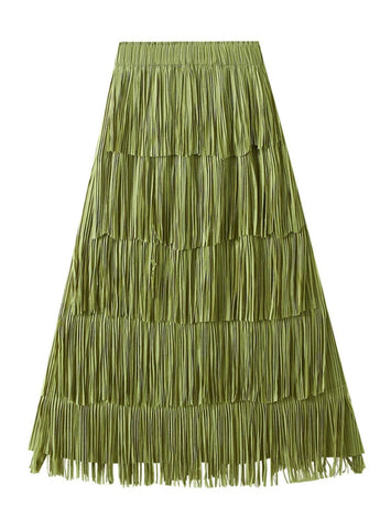 PLEATED TASSEL STITCHING SKIRT