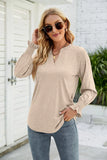 CASUAL V-NECK LOTUS LEAF SLEEVE T-SHIRT