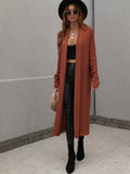 FASHION ROUND NECK KNIT CARDIGAN LOOSE SOLID COLOR SWEATER