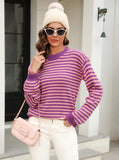 Striped Contrast Long Sleeve Sweater