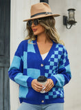 Plaid Stitching Sweater Coat
