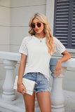 ROUND NECK LACE STITCHING SHORT SLEEVE T-SHIRT
