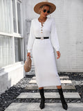 STYLISH WOMEN BUTTON LONG SWEATER DRESS