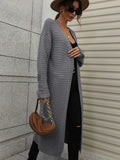 FASHION LONG CARDIGAN SOLID COLOR KNITTED SWEATER