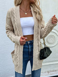 CLASSY LOOSE MEDIUM AND LONG TWISTED ROPE KNITTED CARDIGAN JACKET