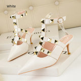 SHALLOW-MOUTH POINTED METAL RIVET HOLLOW SHOES