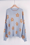 Flower Long Sleeve Round Neck Printed Sweater
