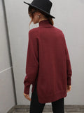 FASHION SOLID COLOR HIGH NECK SWEATER