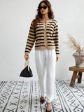 CLASSY SINGLE BREASTED STRIPED CARDIGAN SWEATER