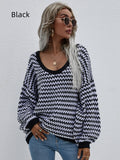 STYLISH PULLOVER STRIPED V-NECK SWEATER