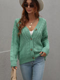 FASHION LOOSE BUTTON SOLID COLOR TWISTED ROPE SWEATER