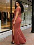 Black Off Shoulder Ruffle Formal Evening Long Dress