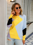 Long Sleeve Round Neck Diamond Sweater