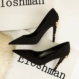 METAL FLOWER POINTED HIGH HEELS WEDDING SHOES