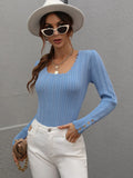 FASHION SOLID COLOR BUTTON PULLOVER SWEATER