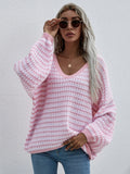 STYLISH PULLOVER STRIPED V-NECK SWEATER