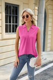 LAPEL SOLID COLOR SLEEVELESS CASUAL T-SHIRT