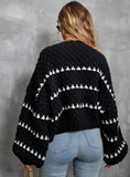 FASHION STRIPED ROUND NECK LONG SLEEVE SWEATER