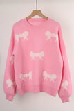 Round Neck Long Sleeve Bow Sweater