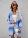 Rainbow Tie-dyed Long Sweater Coat