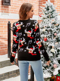 GLAMOROUS JACQUARD PULLOVER ELK CHRISTMAS SWEATER