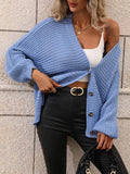 CLASSY SOLID COLOR KNITTED CARDIGAN LOOSE SWEATER
