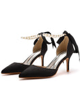 7 CM RIBBON BEADED STILETTO SANDALS