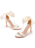 RIBBON SATIN STRAP HIGH-HEELED SANDALS