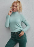 FASHION SOLID COLOR TOP SLIM TURTLE NECK SWEATER