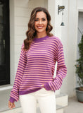Striped Contrast Long Sleeve Sweater