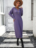 STYLISH WOMEN BUTTON LONG SWEATER DRESS